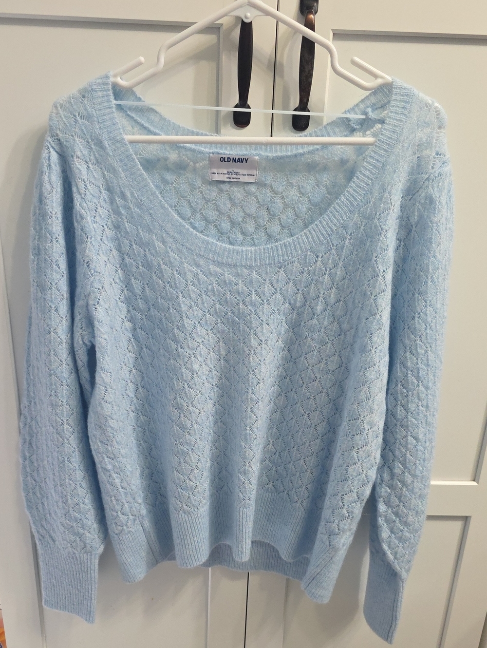 Old Navy Pale Blue Scoop Neck Cable Knit Sweater